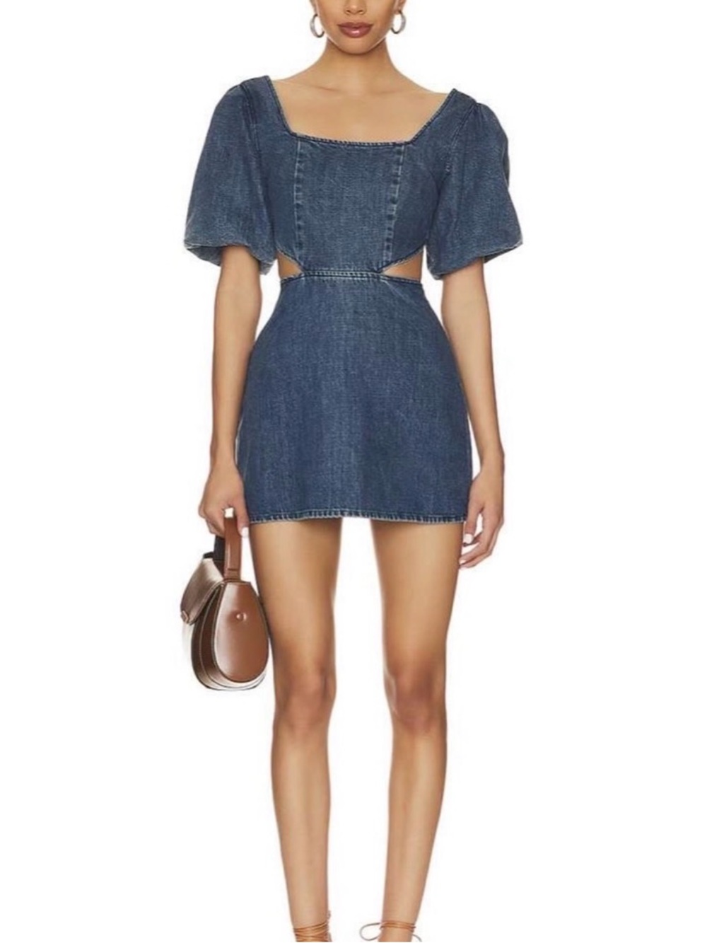 SHOW ME YOUR MUMU Denim Mini Dress with Cutouts - Blue size XS